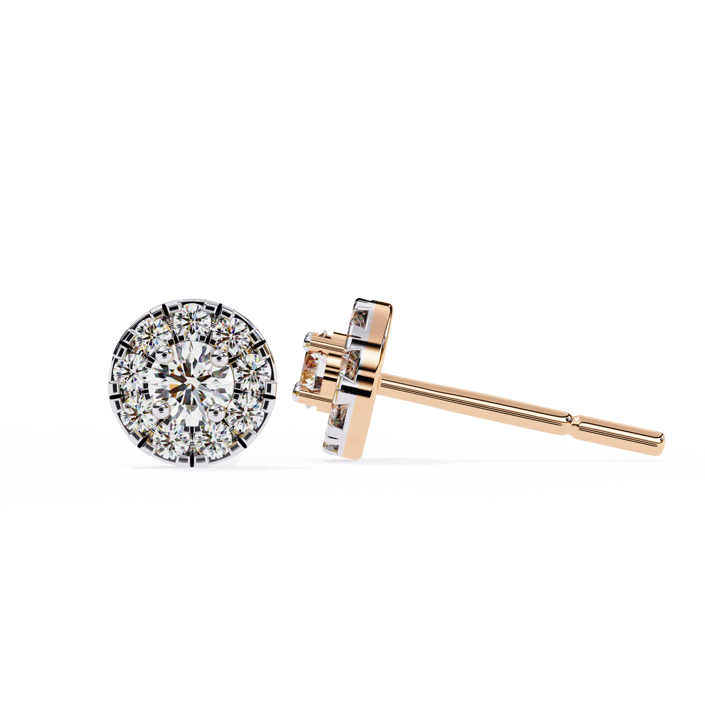 Round Cut White Colorless Diamond Unique Delicate Halo Style Screw Back Stud Earring Annivrasry Gift For Her - HIGHCARAT DIAMONDS