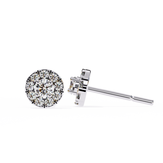 Round Cut White Colorless Diamond Unique Delicate Halo Style Screw Back Stud Earring Annivrasry Gift For Her - HIGHCARAT DIAMONDS
