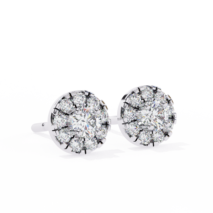 Round Cut White Colorless Diamond Unique Delicate Halo Style Screw Back Stud Earring Annivrasry Gift For Her - HIGHCARAT DIAMONDS