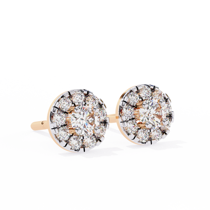 Round Cut White Colorless Diamond Unique Delicate Halo Style Screw Back Stud Earring Annivrasry Gift For Her - HIGHCARAT DIAMONDS