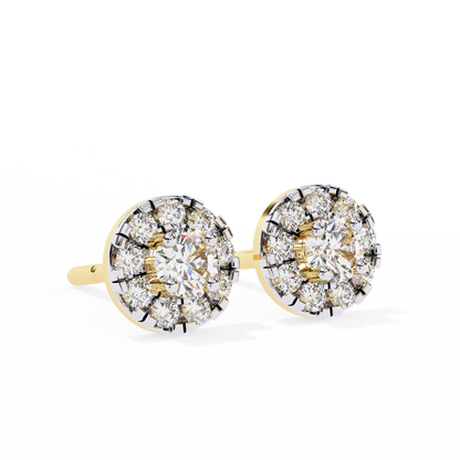 Round Cut White Colorless Diamond Unique Delicate Halo Style Screw Back Stud Earring Annivrasry Gift For Her - HIGHCARAT DIAMONDS
