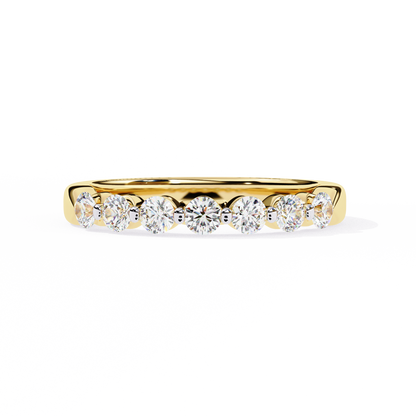 Round Cut White Colorless Lab Grown Diamond Elegant Half Eternity Stacking 7 Stone Dainty Every Day Ring - HIGHCARAT DIAMONDS