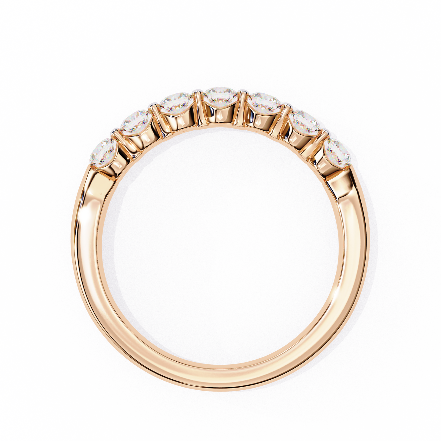 Round Cut White Colorless Lab Grown Diamond Elegant Half Eternity Stacking 7 Stone Dainty Every Day Ring - HIGHCARAT DIAMONDS