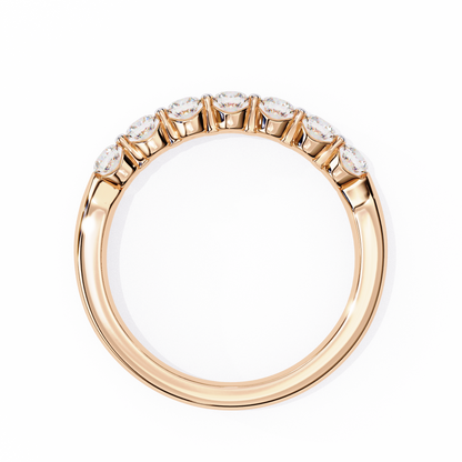 Round Cut White Colorless Lab Grown Diamond Elegant Half Eternity Stacking 7 Stone Dainty Every Day Ring - HIGHCARAT DIAMONDS