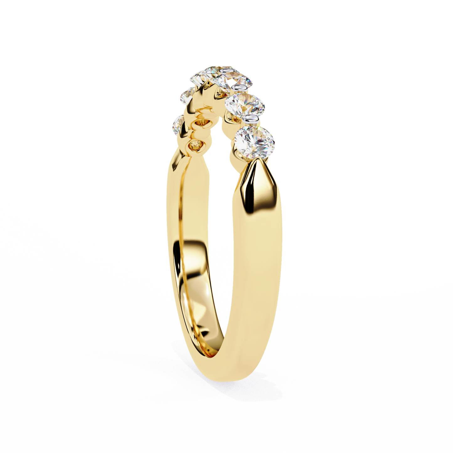 Round Cut White Colorless Lab Grown Diamond Elegant Half Eternity Stacking 7 Stone Dainty Every Day Ring - HIGHCARAT DIAMONDS