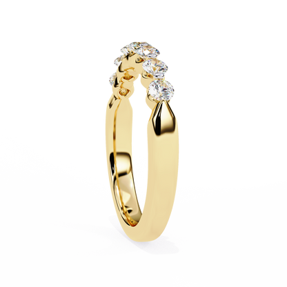 Round Cut White Colorless Lab Grown Diamond Elegant Half Eternity Stacking 7 Stone Dainty Every Day Ring - HIGHCARAT DIAMONDS