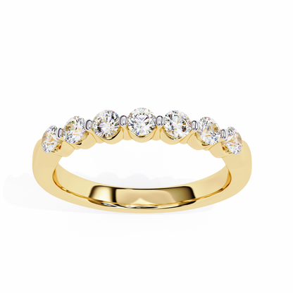 Round Cut White Colorless Lab Grown Diamond Elegant Half Eternity Stacking 7 Stone Dainty Every Day Ring - HIGHCARAT DIAMONDS