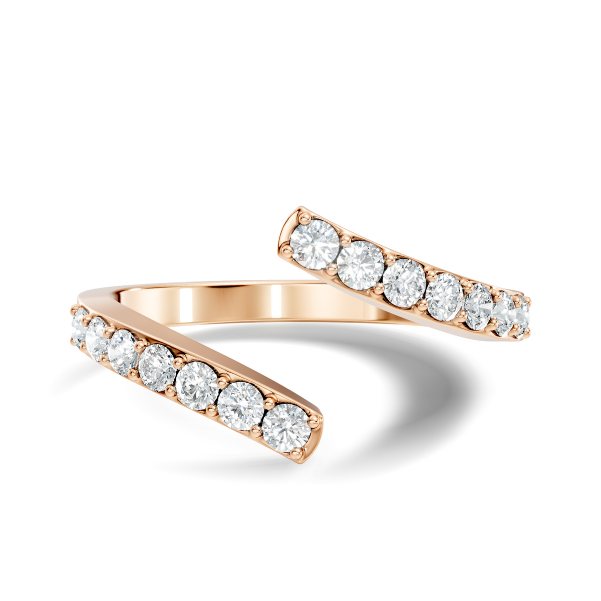 Round Cut White Colorless Lab Grown Diamond Unique Bypass Dainty Party Wear Ring For Women's - HIGHCARAT DIAMONDS