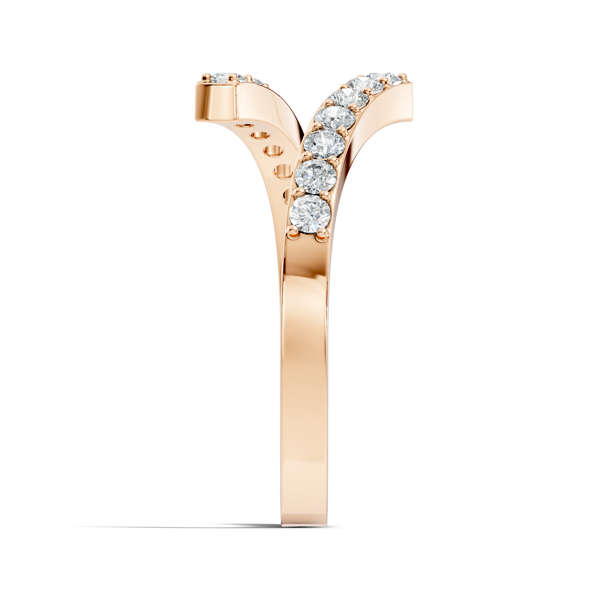 Round Cut White Colorless Lab Grown Diamond Unique Bypass Dainty Party Wear Ring For Women's - HIGHCARAT DIAMONDS