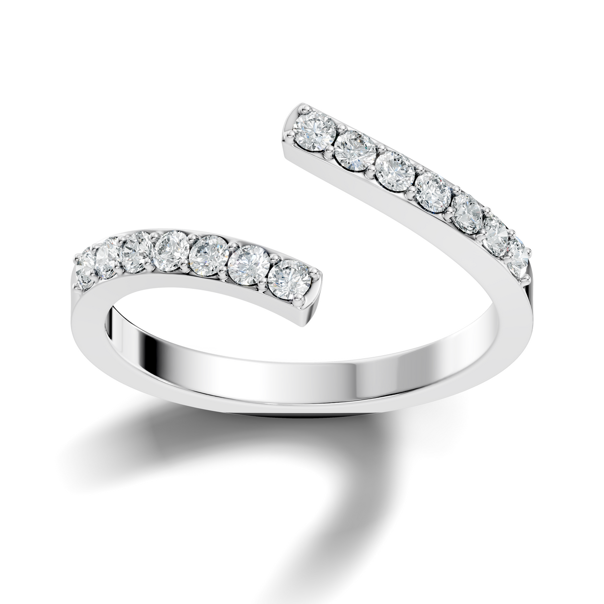 Round Cut White Colorless Lab Grown Diamond Unique Bypass Dainty Party Wear Ring For Women's - HIGHCARAT DIAMONDS