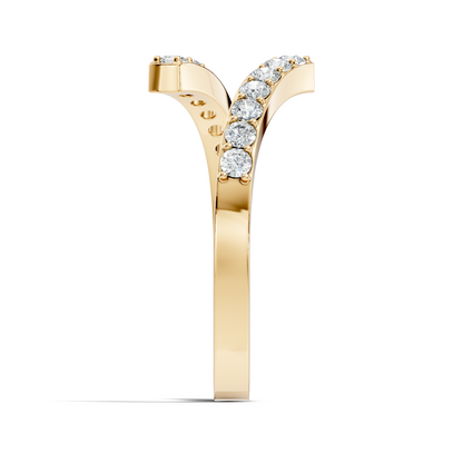 Round Cut White Colorless Lab Grown Diamond Unique Bypass Dainty Party Wear Ring For Women's