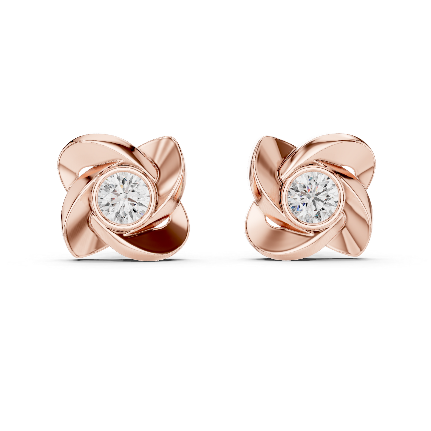 Unique Round Cut White Colorless Diamond Vintage Minimalist Bezel Set Dainty Stud Earring Gift For Her - HIGHCARAT DIAMONDS