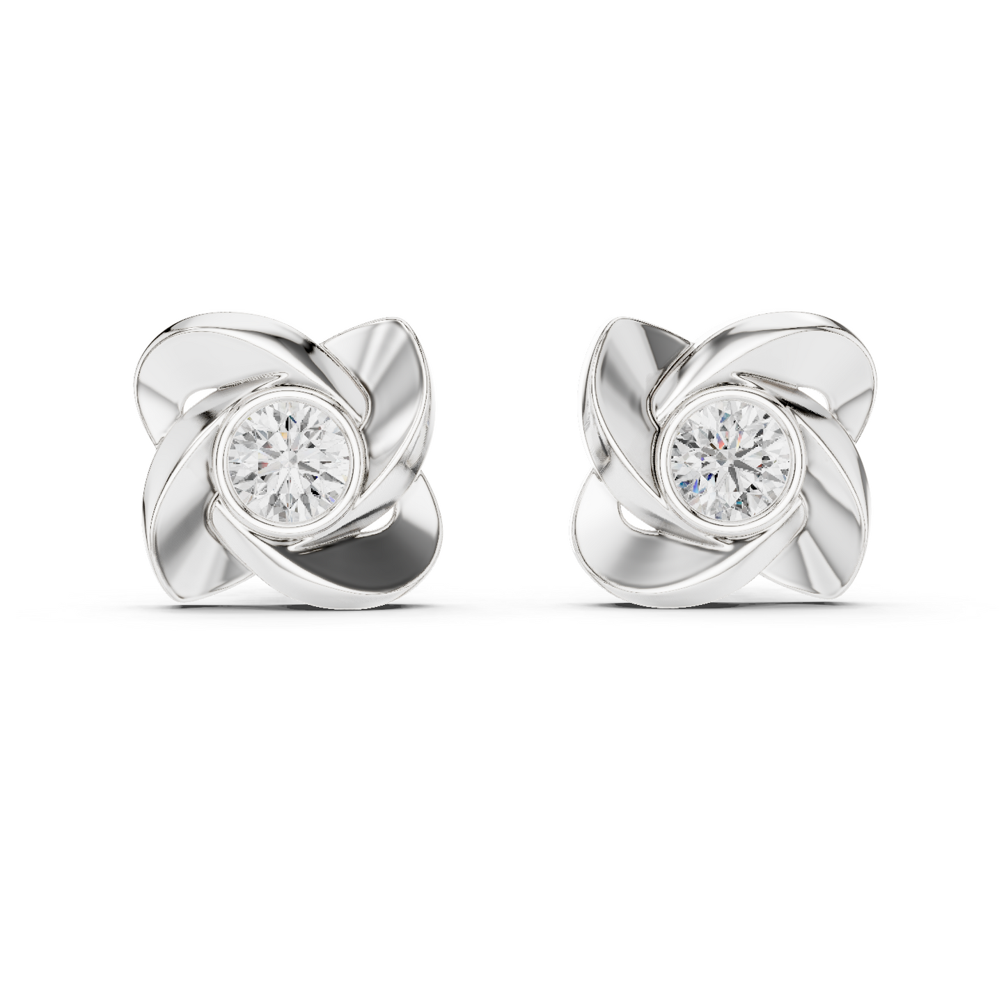 Unique Round Cut White Colorless Diamond Vintage Minimalist Bezel Set Dainty Stud Earring Gift For Her - HIGHCARAT DIAMONDS