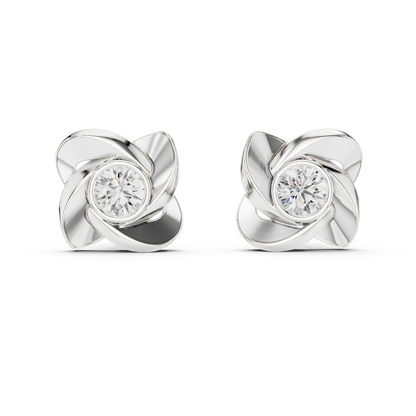 Unique Round Cut White Colorless Diamond Vintage Minimalist Bezel Set Dainty Stud Earring Gift For Her - HIGHCARAT DIAMONDS