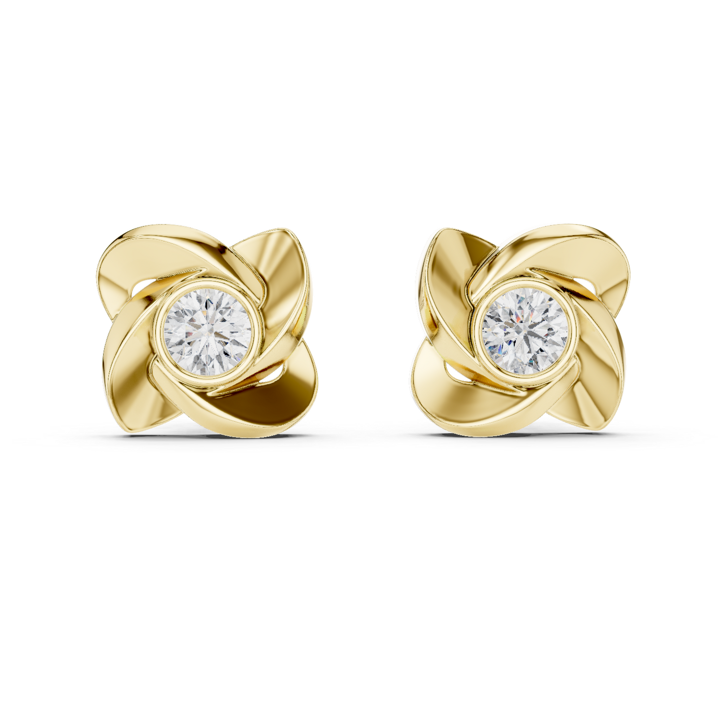 Unique Round Cut White Colorless Diamond Vintage Minimalist Bezel Set Dainty Stud Earring Gift For Her - HIGHCARAT DIAMONDS