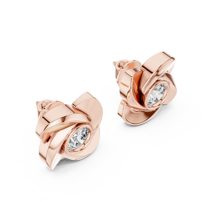 Unique Round Cut White Colorless Diamond Vintage Minimalist Bezel Set Dainty Stud Earring Gift For Her - HIGHCARAT DIAMONDS