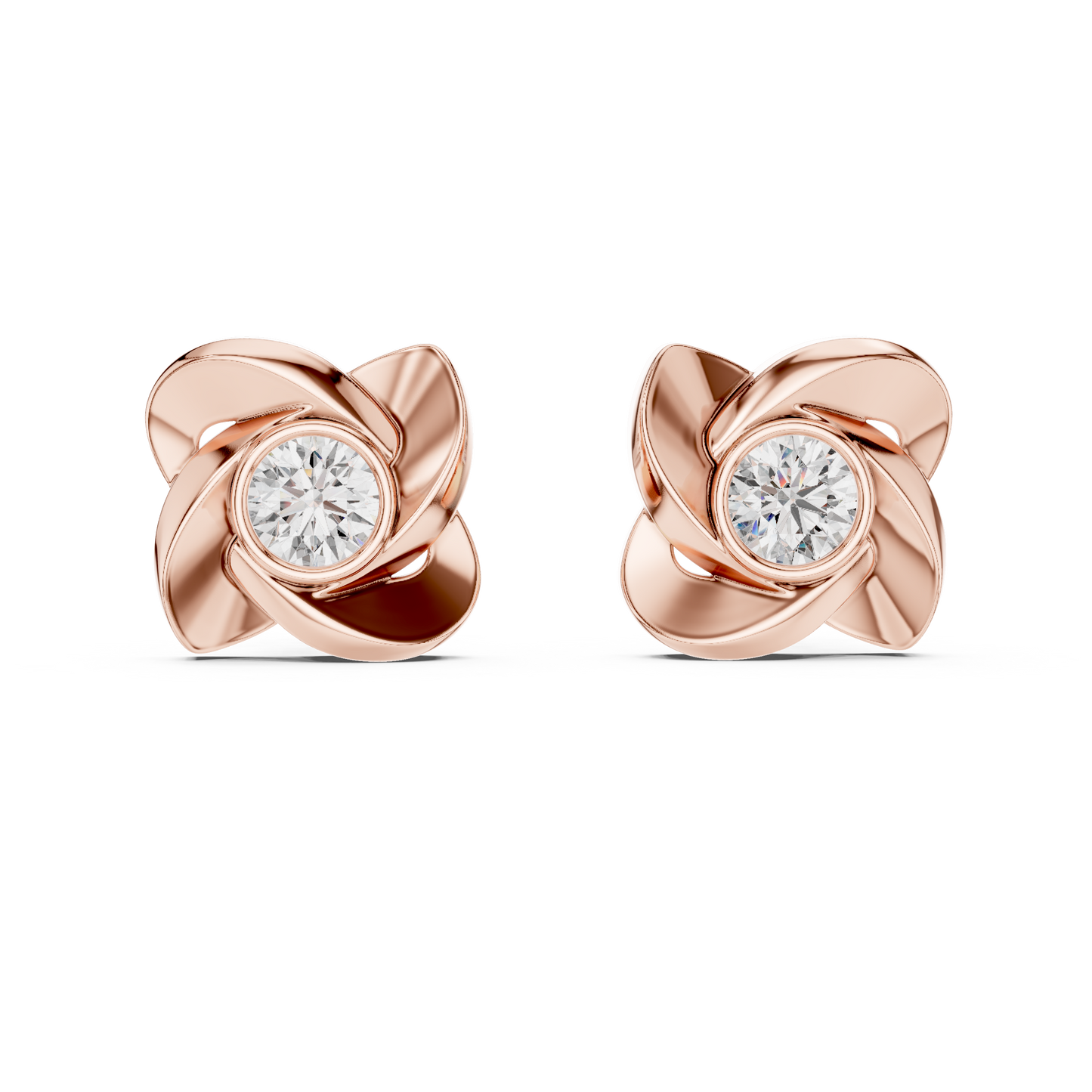 Unique Round Cut White Colorless Diamond Vintage Minimalist Bezel Set Dainty Stud Earring Gift For Her - HIGHCARAT DIAMONDS