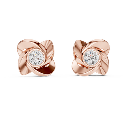 Unique Round Cut White Colorless Diamond Vintage Minimalist Bezel Set Dainty Stud Earring Gift For Her - HIGHCARAT DIAMONDS