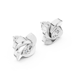Unique Round Cut White Colorless Diamond Vintage Minimalist Bezel Set Dainty Stud Earring Gift For Her - HIGHCARAT DIAMONDS