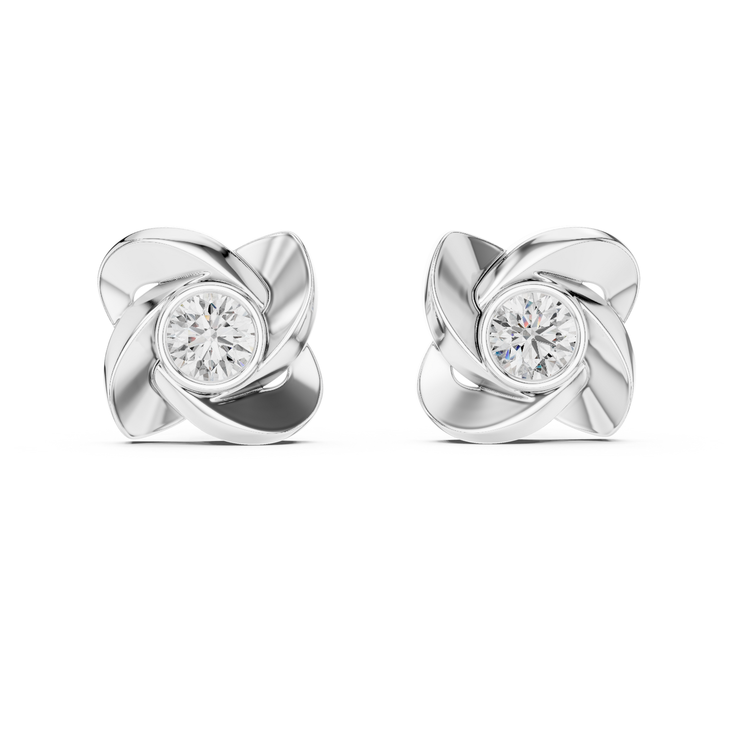 Unique Round Cut White Colorless Diamond Vintage Minimalist Bezel Set Dainty Stud Earring Gift For Her - HIGHCARAT DIAMONDS