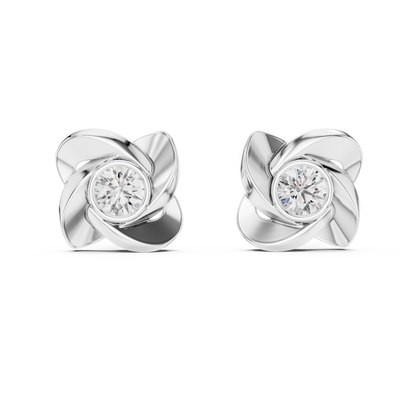 Unique Round Cut White Colorless Diamond Vintage Minimalist Bezel Set Dainty Stud Earring Gift For Her - HIGHCARAT DIAMONDS