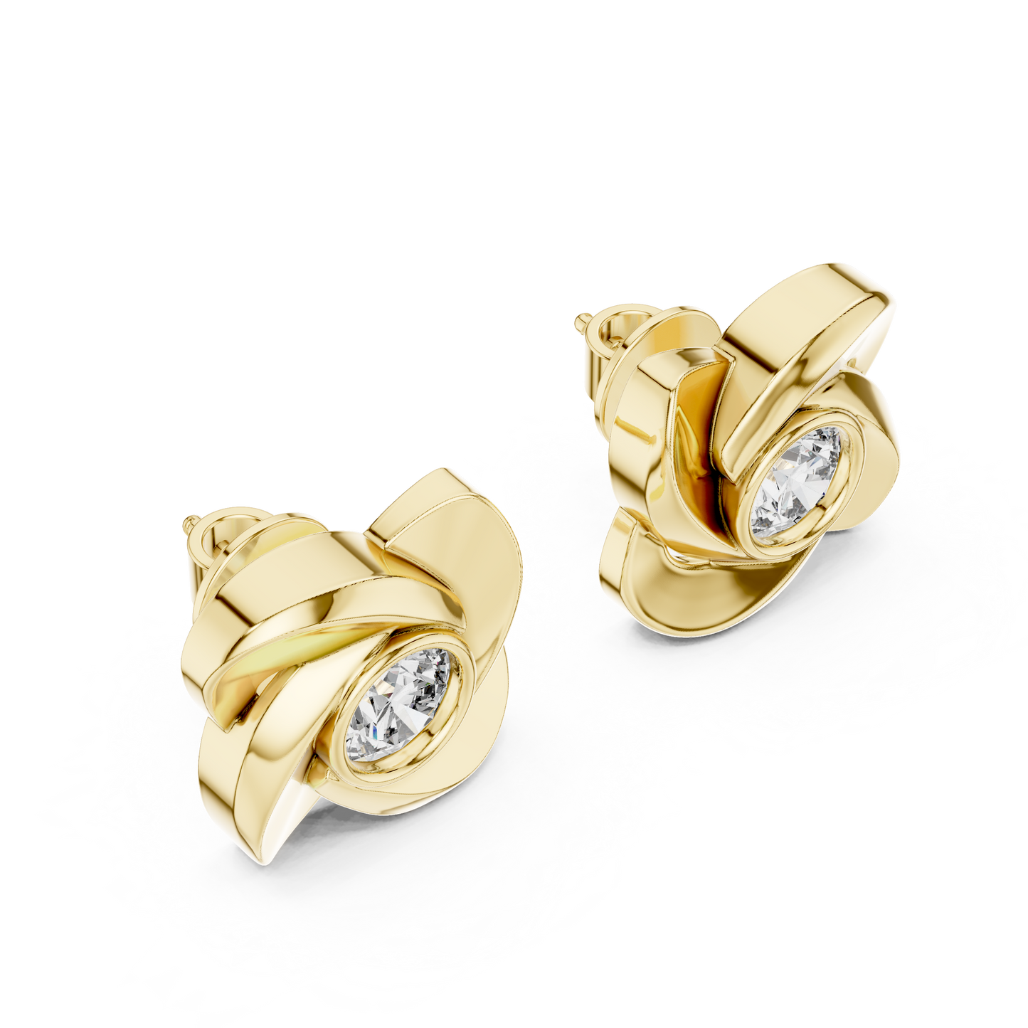Unique Round Cut White Colorless Diamond Vintage Minimalist Bezel Set Dainty Stud Earring Gift For Her - HIGHCARAT DIAMONDS