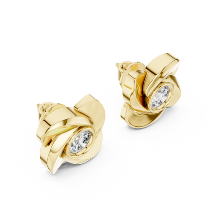 Unique Round Cut White Colorless Diamond Vintage Minimalist Bezel Set Dainty Stud Earring Gift For Her - HIGHCARAT DIAMONDS