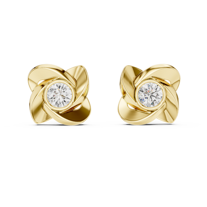 Unique Round Cut White Colorless Diamond Vintage Minimalist Bezel Set Dainty Stud Earring Gift For Her - HIGHCARAT DIAMONDS