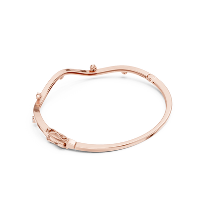 Round Cut lab Grown Diamond Unique Art Deco Party Wear Bangle For Her - HIGHCARAT DIAMONDS