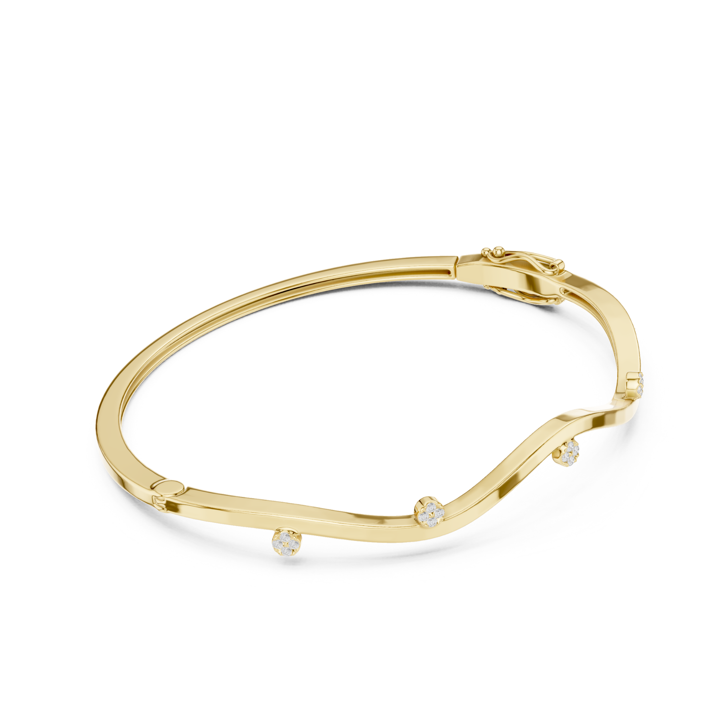 Round Cut lab Grown Diamond Unique Art Deco Party Wear Bangle For Her - HIGHCARAT DIAMONDS