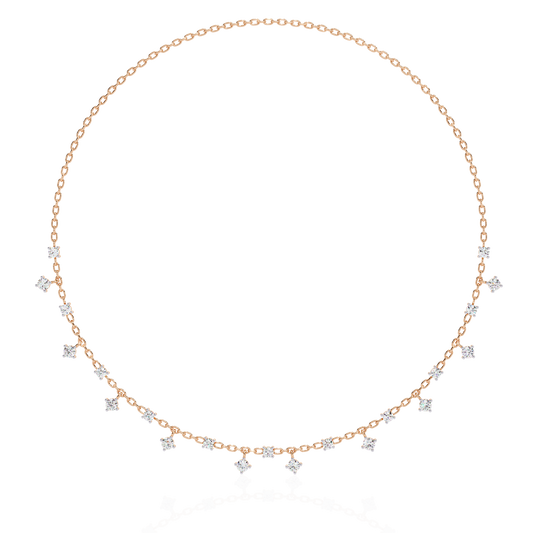 Round Cut natural & Lab Grown Diamond Art Deco Prong Set Antique Graduation Necklace for Her - HIGHCARAT DIAMONDS