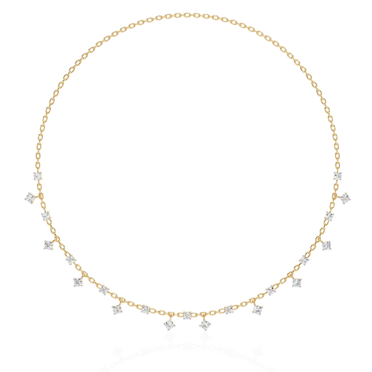 Round Cut natural & Lab Grown Diamond Art Deco Prong Set Antique Graduation Necklace for Her - HIGHCARAT DIAMONDS