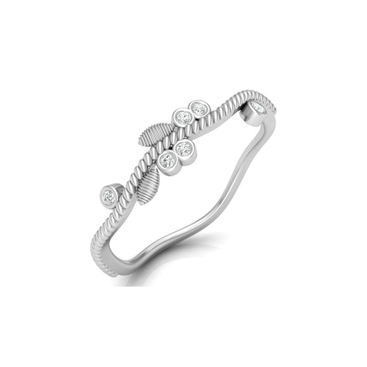 Round Diamond Daily Wear Fancy Ring Trendy Leaf Flower Band Ring In 14 KT Solid Gold