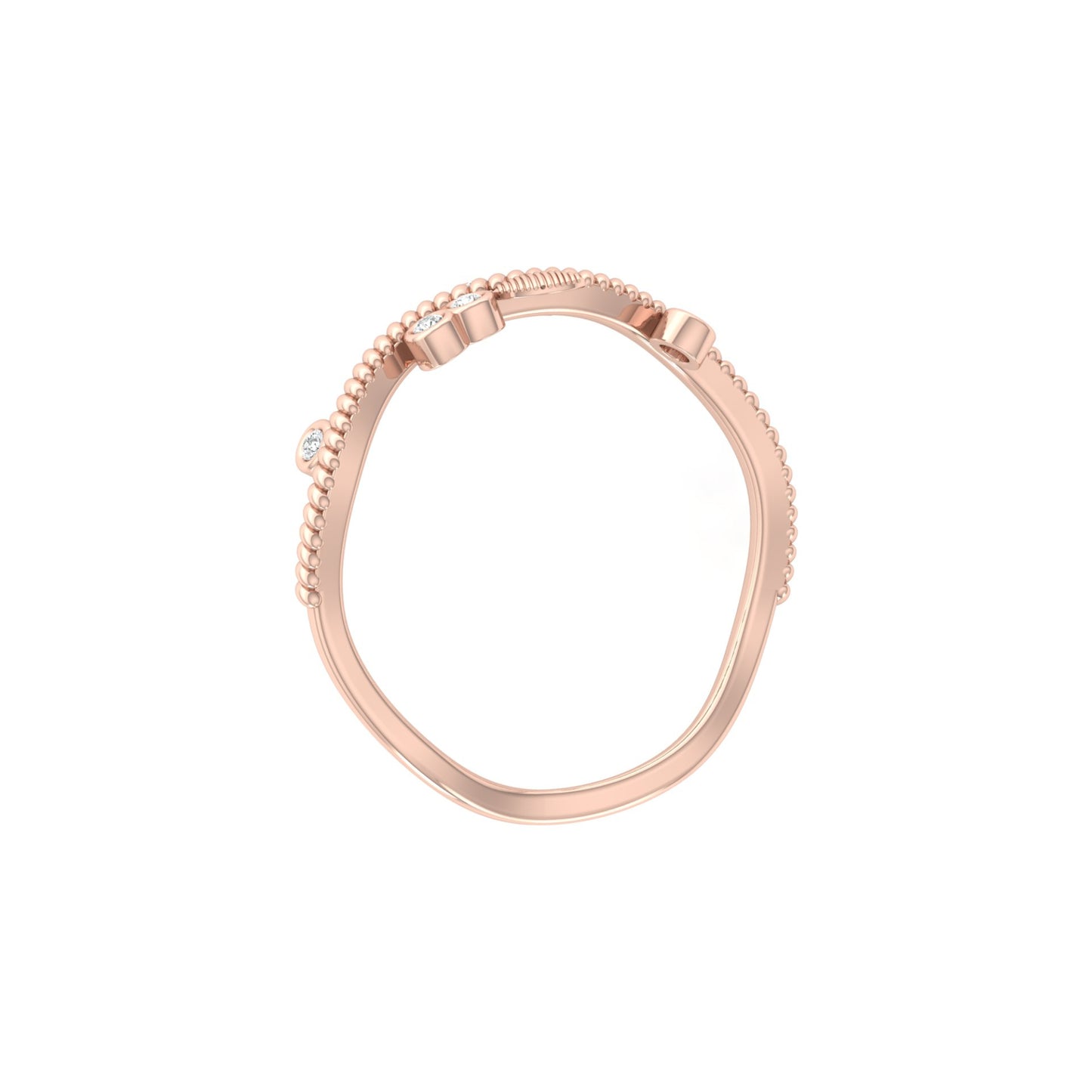 Round Diamond Daily Wear Fancy Ring Trendy Leaf Flower Band Ring In 14 KT Solid Gold