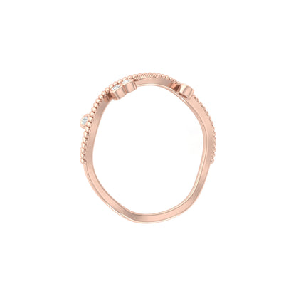 Round Diamond Daily Wear Fancy Ring Trendy Leaf Flower Band Ring In 14 KT Solid Gold