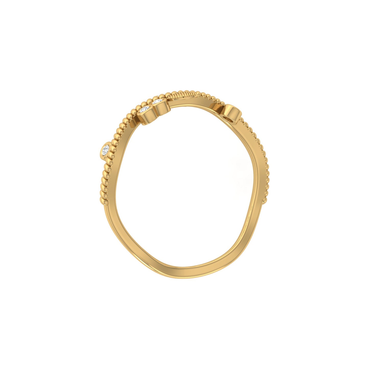 Round Diamond Daily Wear Fancy Ring Trendy Leaf Flower Band Ring In 14 KT Solid Gold