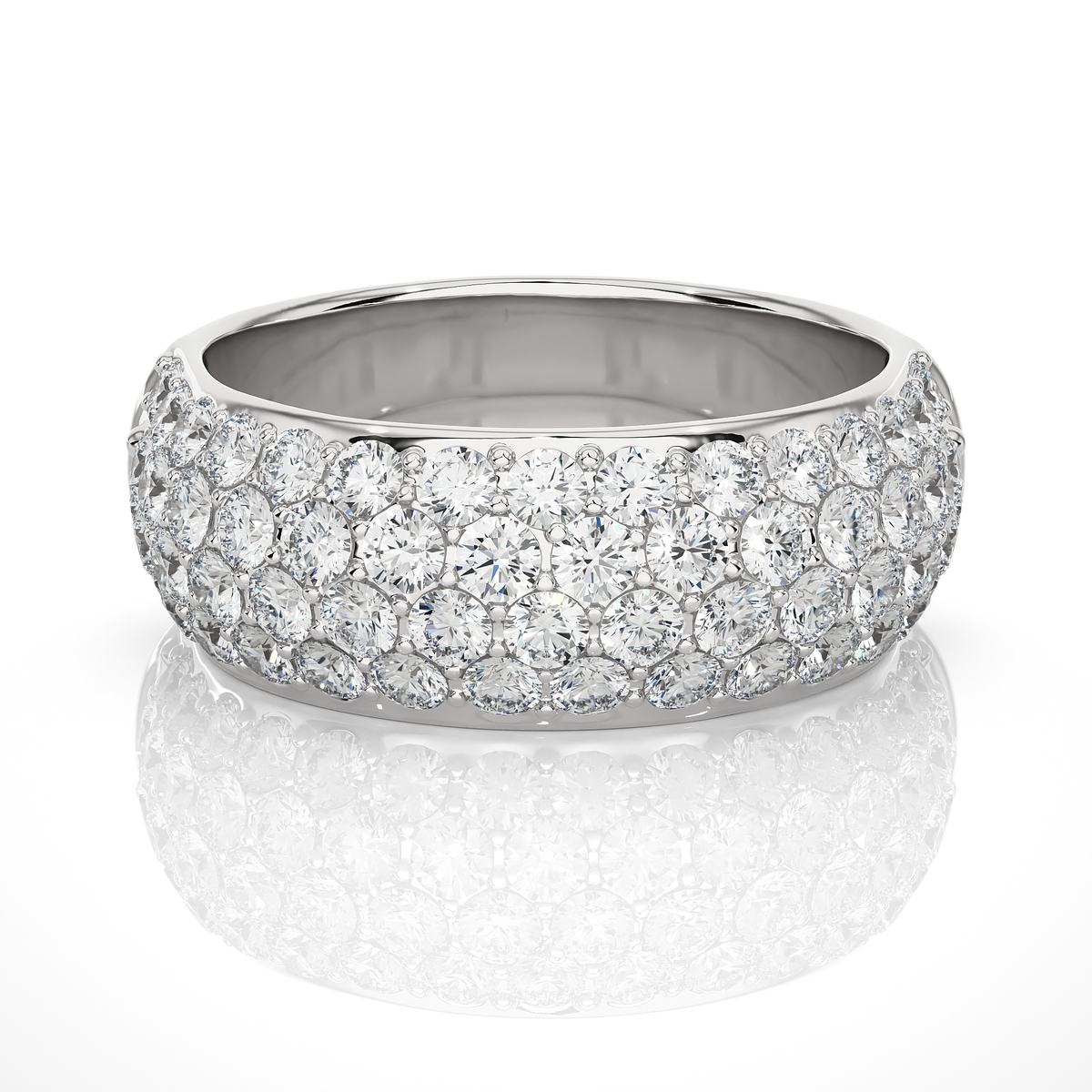 Elegant Round Diamond Half Eternity Band Ring in 18K Solid Gold For Special Occasions - HIGHCARAT DIAMONDS