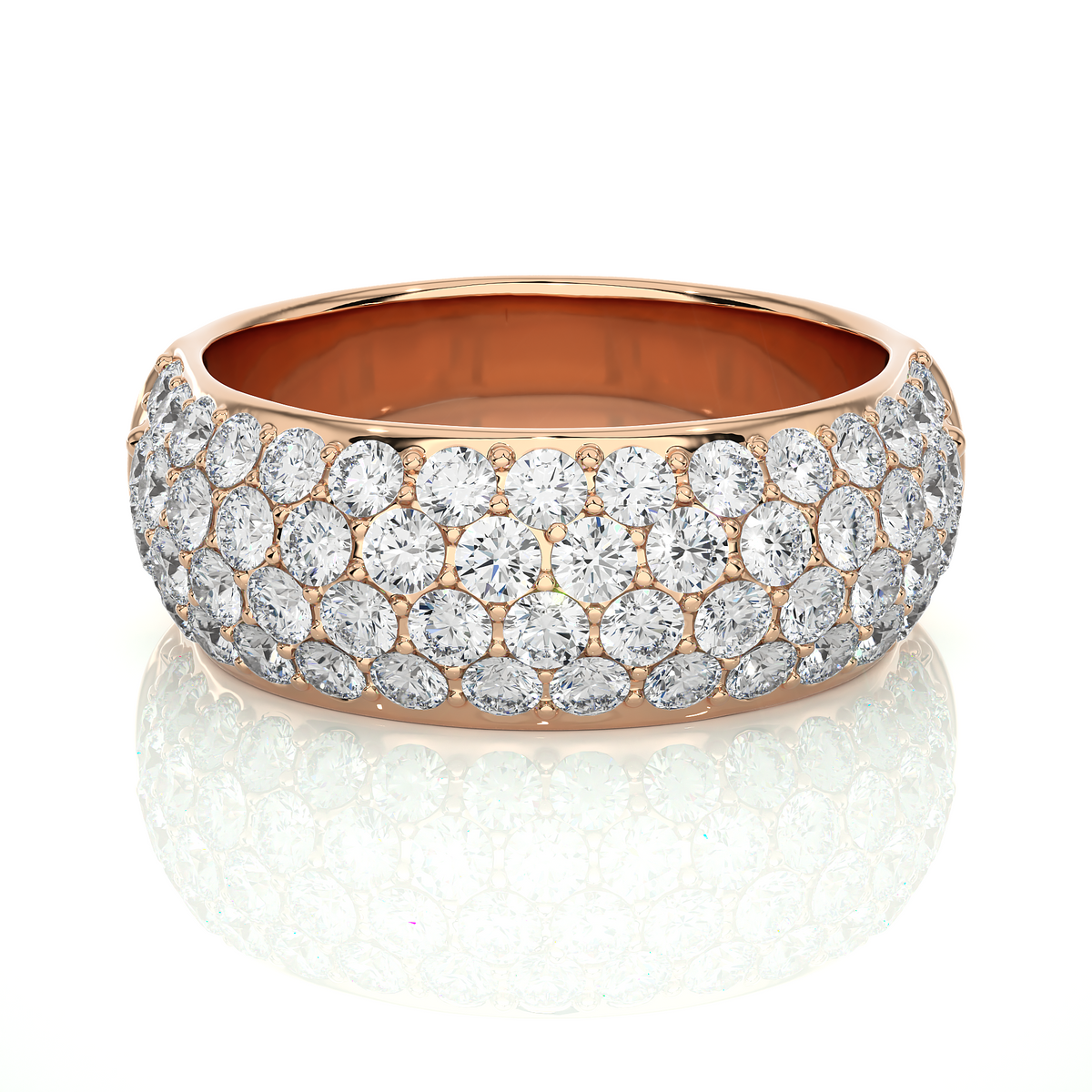 Elegant Round Diamond Half Eternity Band Ring in 18K Solid Gold For Special Occasions - HIGHCARAT DIAMONDS