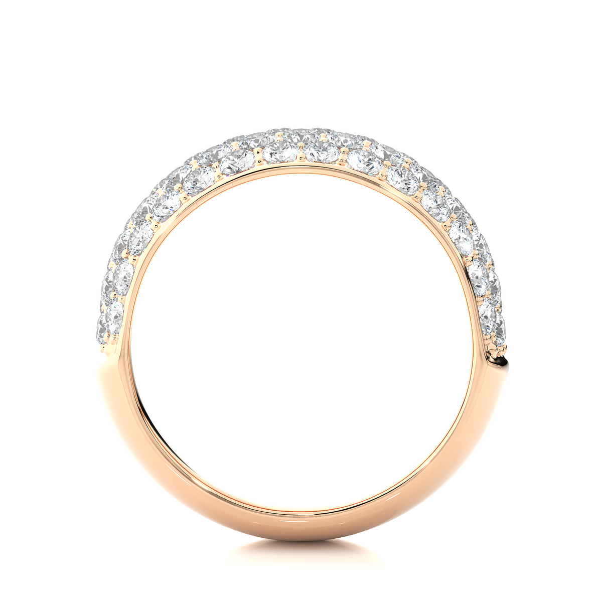 Elegant Round Diamond Half Eternity Band Ring in 18K Solid Gold For Special Occasions - HIGHCARAT DIAMONDS