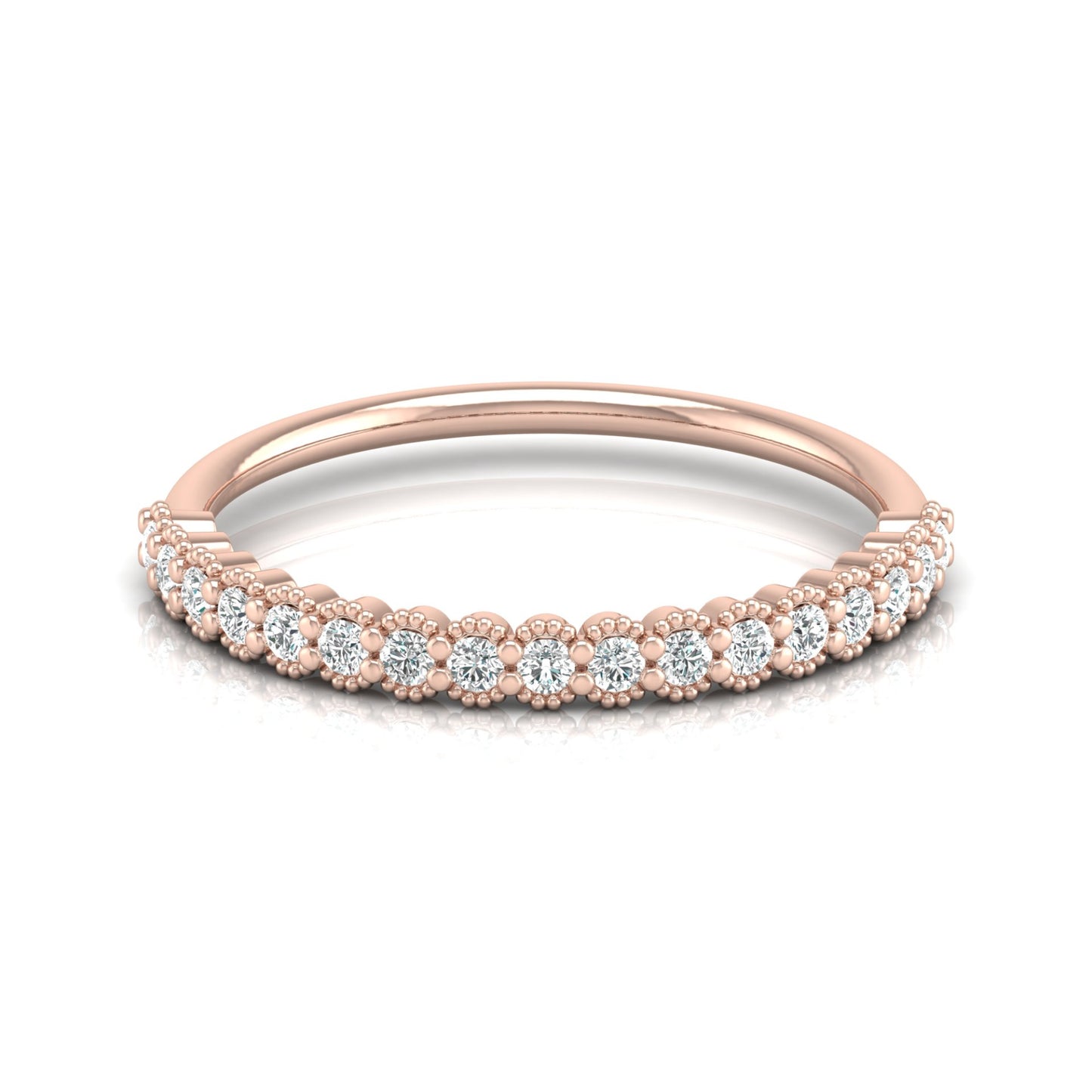 Affordable Round Diamond Half Eternity Wedding Band Gift for Women's in 14K Solid Gold - HIGHCARAT DIAMONDS