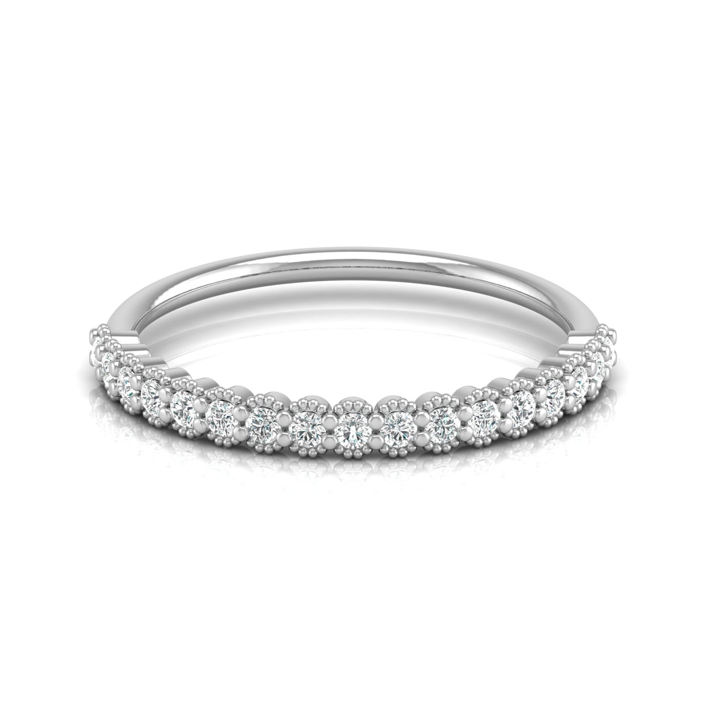 Affordable Round Diamond Half Eternity Wedding Band Gift for Women's in 14K Solid Gold - HIGHCARAT DIAMONDS