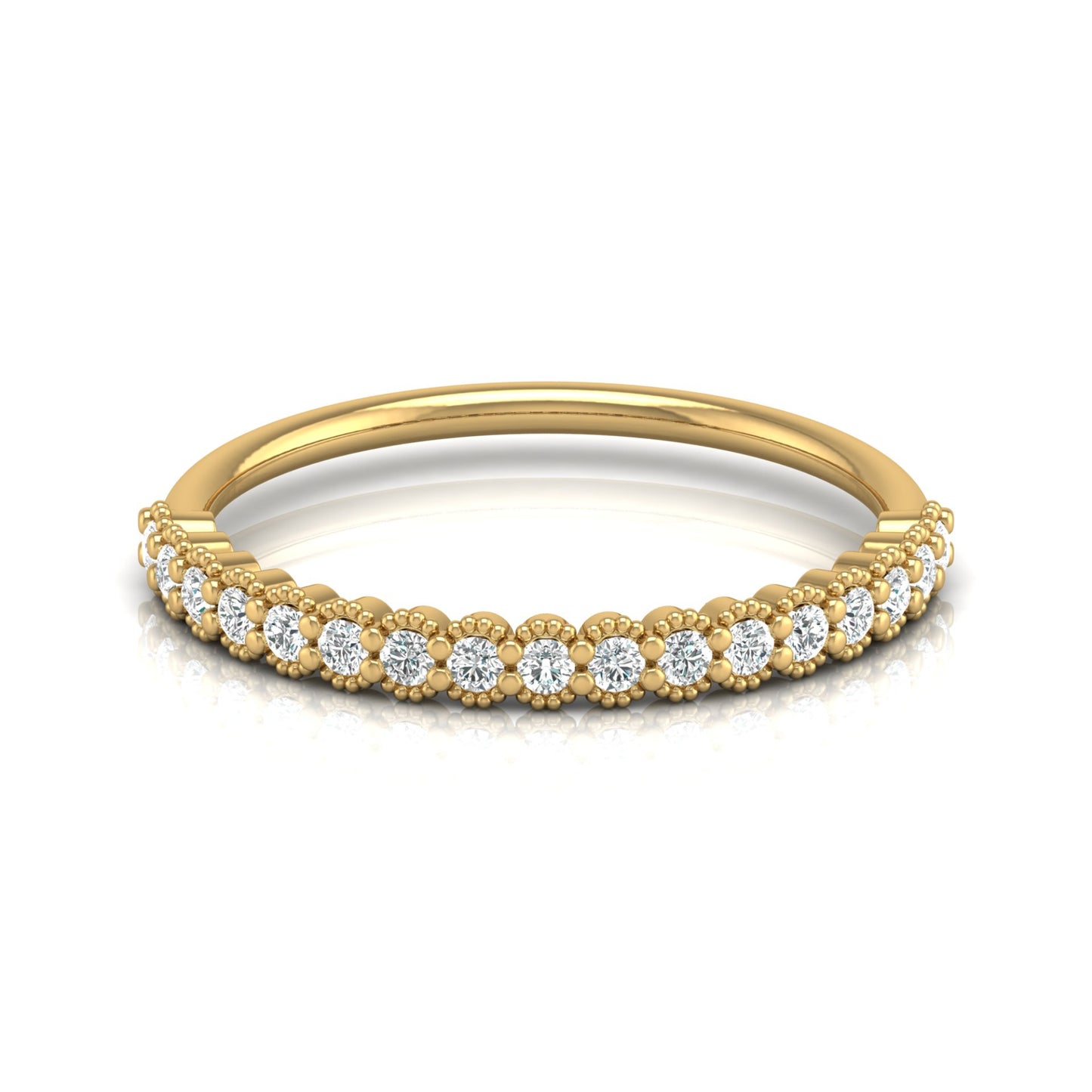 Affordable Round Diamond Half Eternity Wedding Band Gift for Women's in 14K Solid Gold - HIGHCARAT DIAMONDS