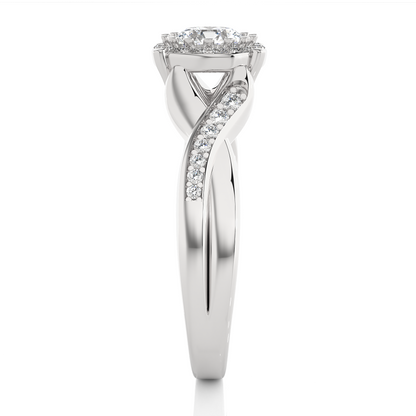 Round Diamond Lab Grown Split Shank Halo Engagement Ring - HIGHCARAT DIAMONDS