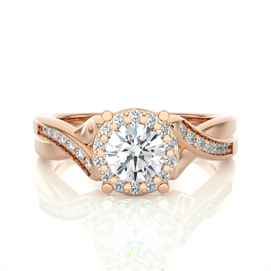 Round Diamond Lab Grown Split Shank Halo Engagement Ring - HIGHCARAT DIAMONDS