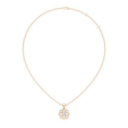 Round Diamond Necklace pendant In 18K Solid Gold Perfect Gift For Anniversary