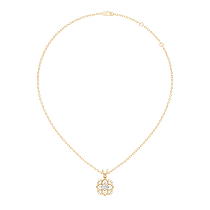 Round Diamond Necklace pendant In 18K Solid Gold Perfect Gift For Anniversary