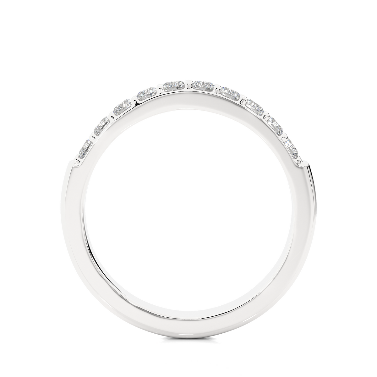 Elegant Round Diamond Band in 18KT Solid Gold With Shared Prong Half Eternity Style - HIGHCARAT DIAMONDS