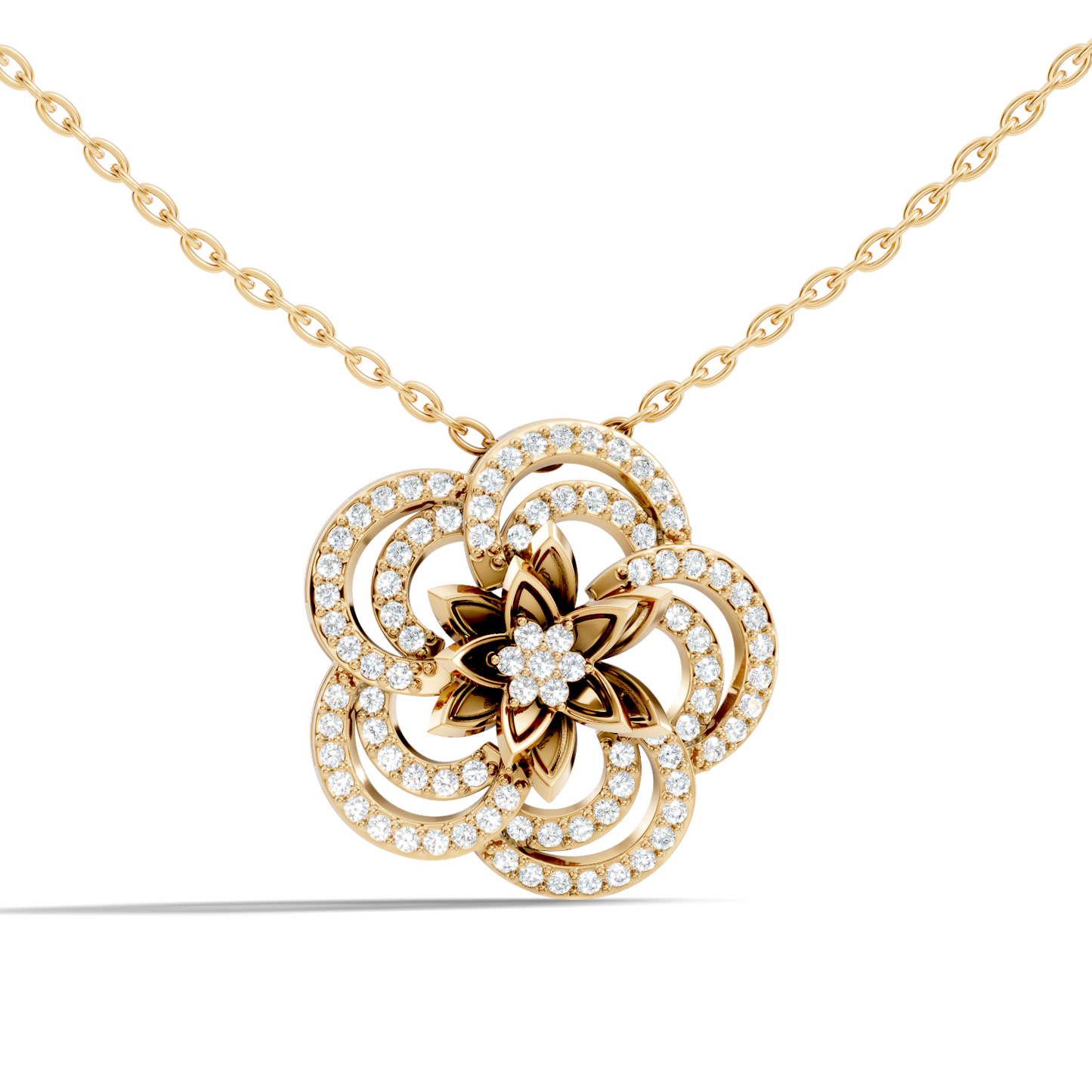 Round Shape 14k Solid Gold Natural-Lab Grown Diamond Elegance New Stlye Pendant For Women - HIGHCARAT DIAMONDS