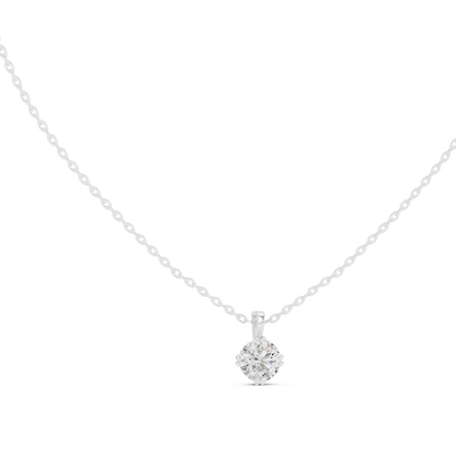 Round Cut Diamond Pendant In 14k Yellow Gold Minimalist Lab Grown Solitaire Necklace - HIGHCARAT DIAMONDS