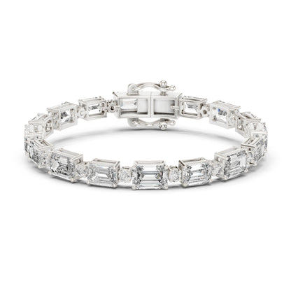 12.04 Ct Round And Emerald Shapes Diamond 14k Solid Gold Elegant Vintage Classic Tennis Bracelet Perfect Gift For Her - HIGHCARAT DIAMONDS